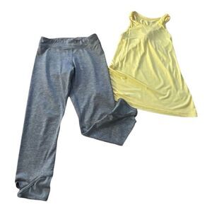 Girls Lot of 2 Racerback Tank Top & Capri Yoga Leggings  L(10-12) Yellow & Grey